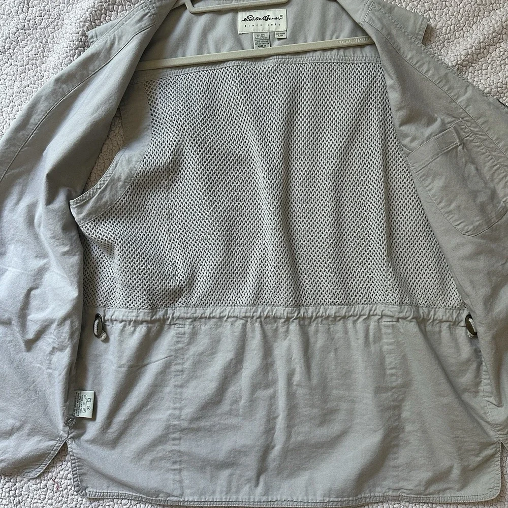VTG Eddie Bauer Voyager Vest 2919 Men's Size Large Beige 100% Heavyweight Cotton
